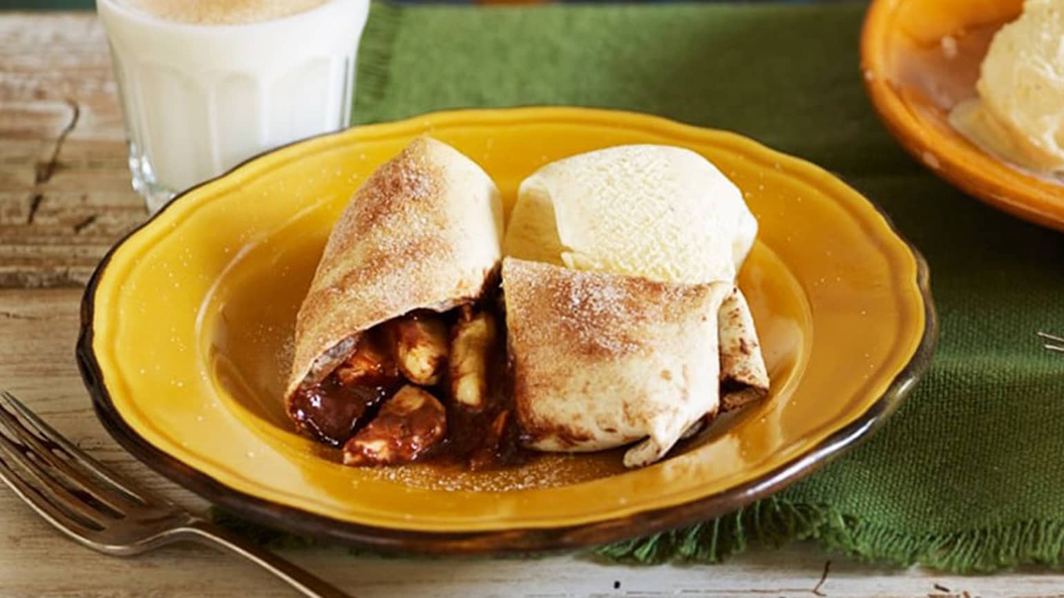 Baked Banana & Chocolate Chimichangas